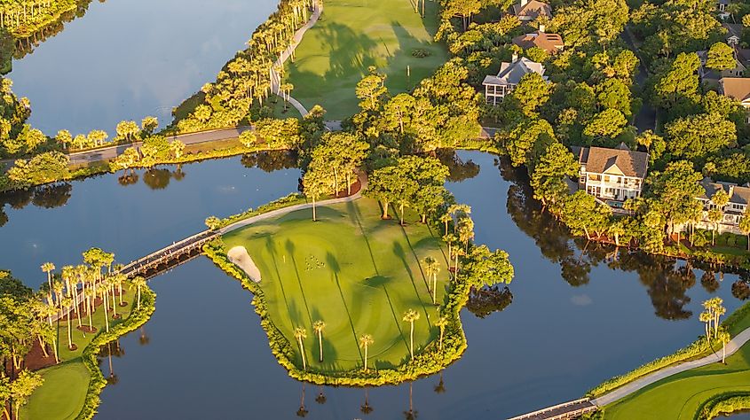 Golf course near oceanfront beach on Kiawah Island