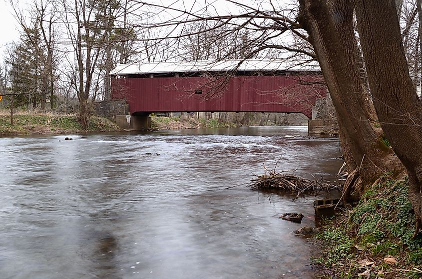 Zooks Mill Covered Bridge over the Cocalico Creek, in Lancaster County Pennsylvania
