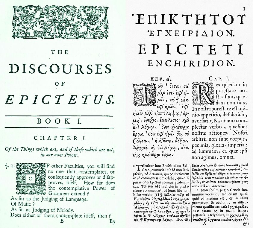 Left: "The Discourses of Epictetus", right: "Enchiridion"