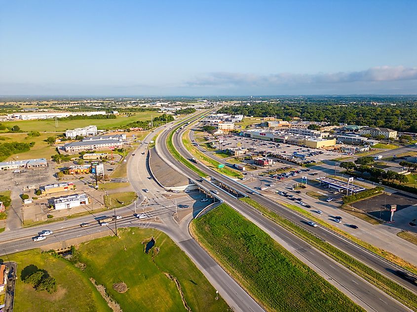 Aerial view of Brenham, Texas.