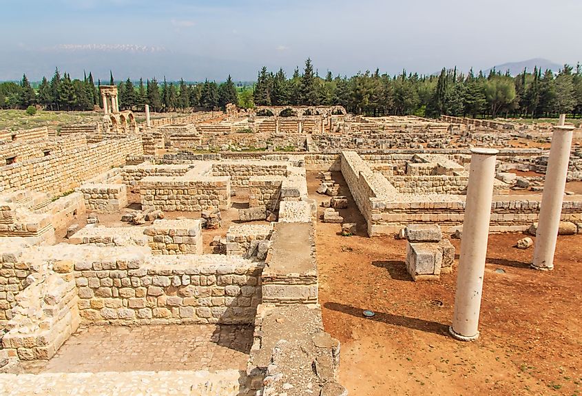 The village of Anjar, Lebanon at the border with Syria is famous for its Umayyad Caliphate ruins. 