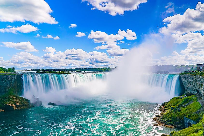Niagara Falls along the border between the United States and Canada.