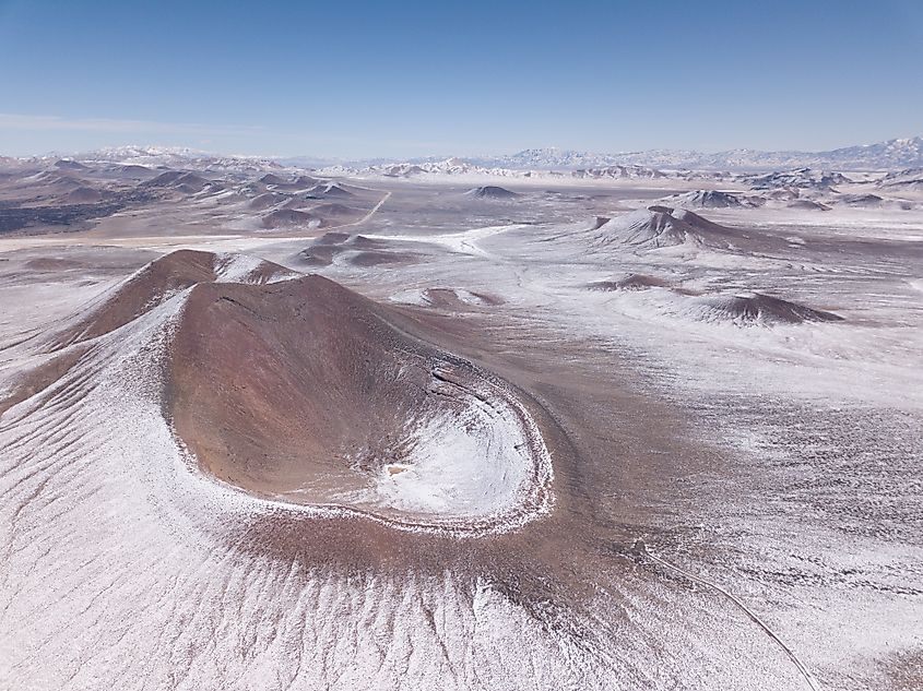 Aerial view of Lunar Crater in Nevada.