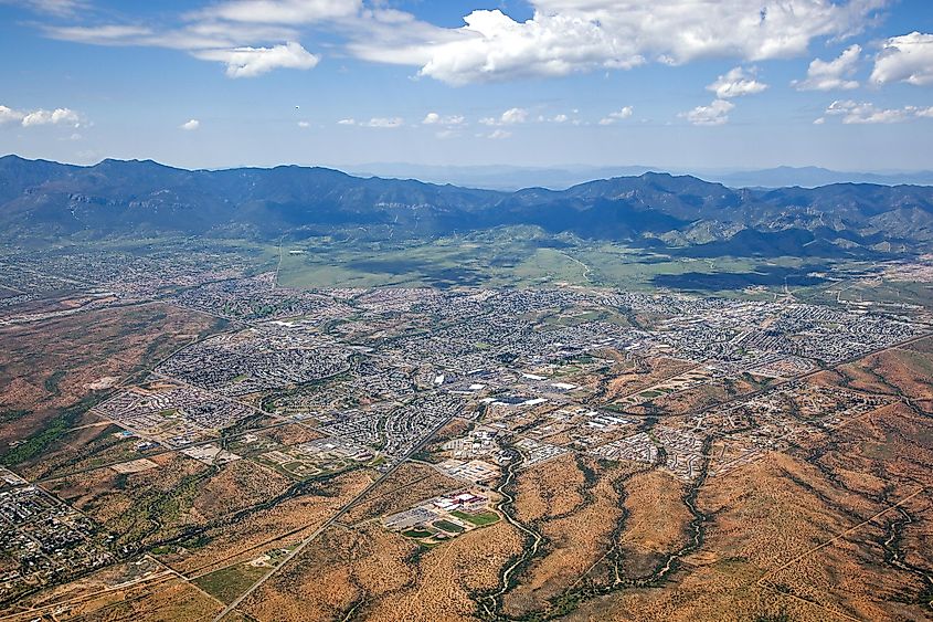Aerial view of Sierra Vista, Arizona.