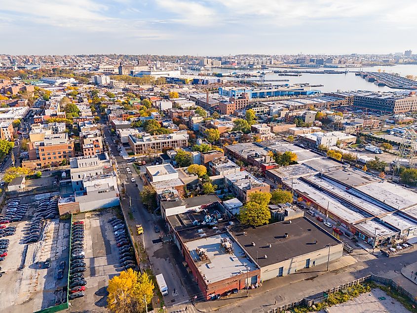 Aerial of Red Hook, New York.