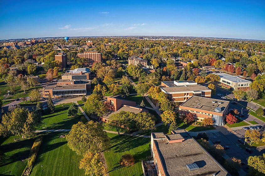 Aerial view of a private university in Sioux Falls, South Dakota