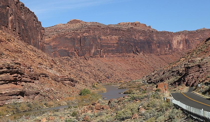 Colorado River along the southern border of Arches National Park, Dinosaur Diamond Prehistoric Highway, Utah