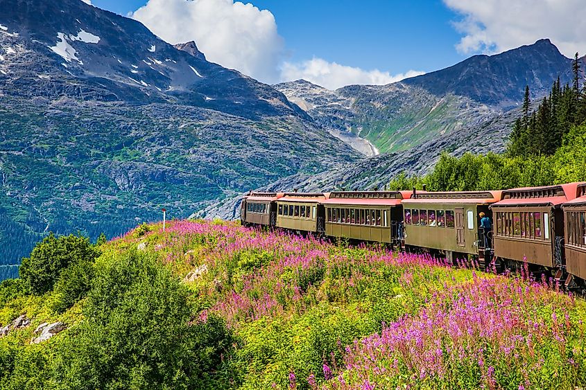 The scenic White Pass & Yukon Route Railroad in Skagway, Alaska