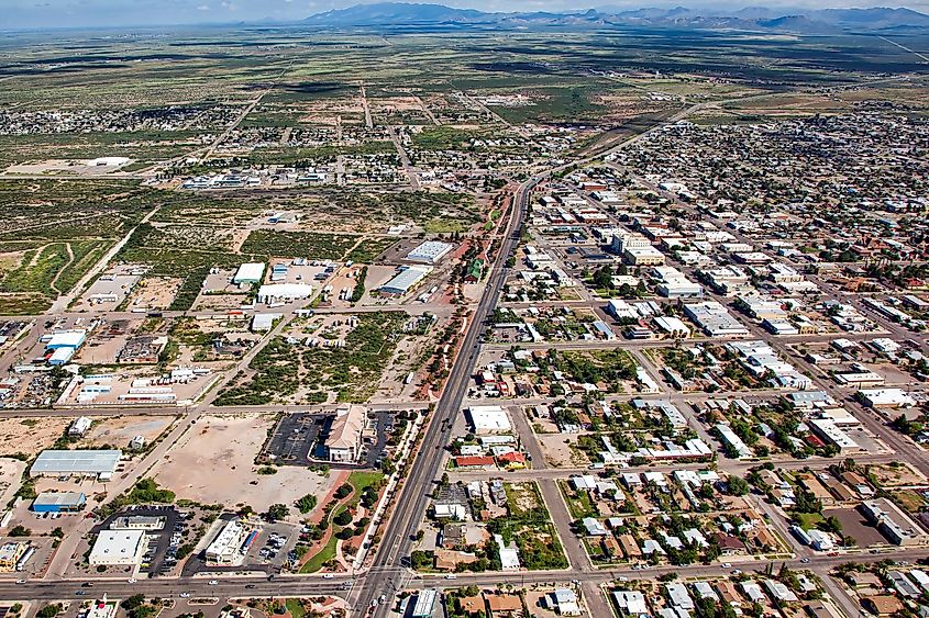 Above Douglas, Arizona looking north near the international border with Mexico.