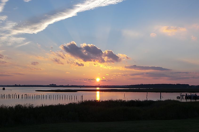 Sunset at the marshes near Poquoson, Virginia.