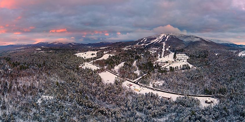 Vermont Ski Area Resort in Burke VT at Sunset