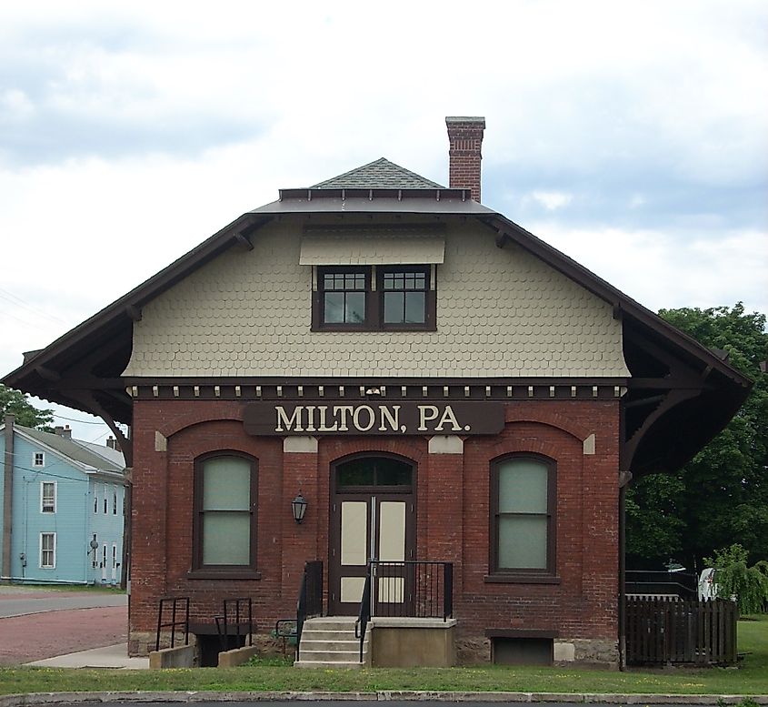 Old railroad depot in Milton, Pennsylvania.