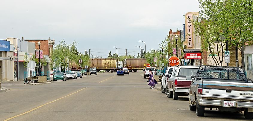 Main Street in the farming town, Vegreville, Alberta