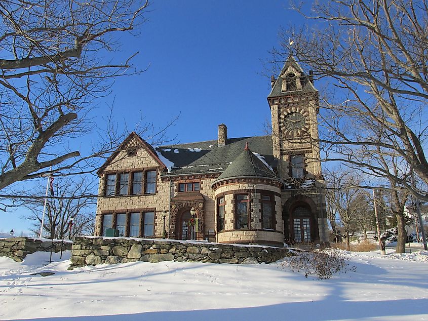 Princeton Public Library in winter, Princeton, Massachusetts