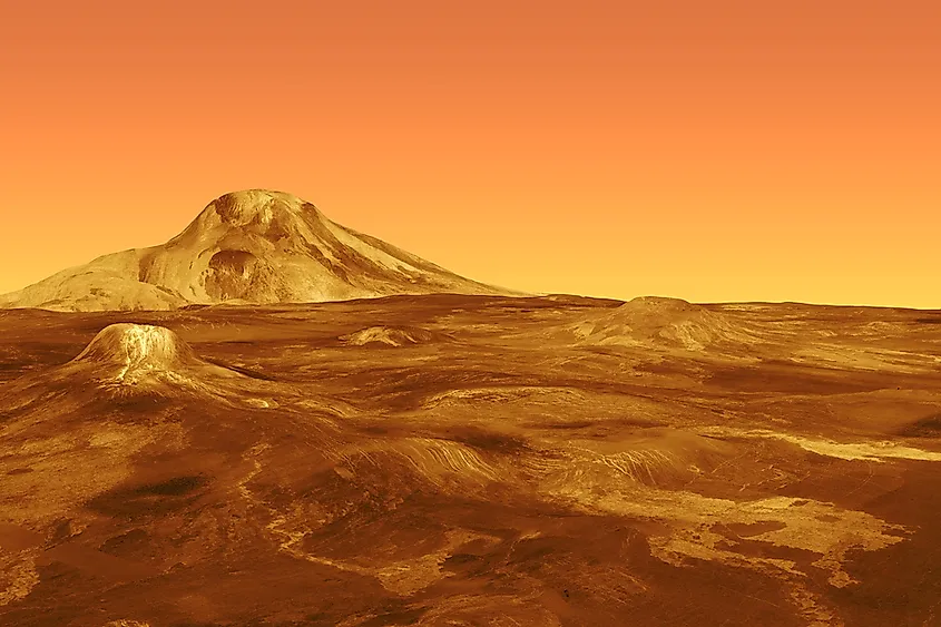 A 3D rendering of the surface of Venus.