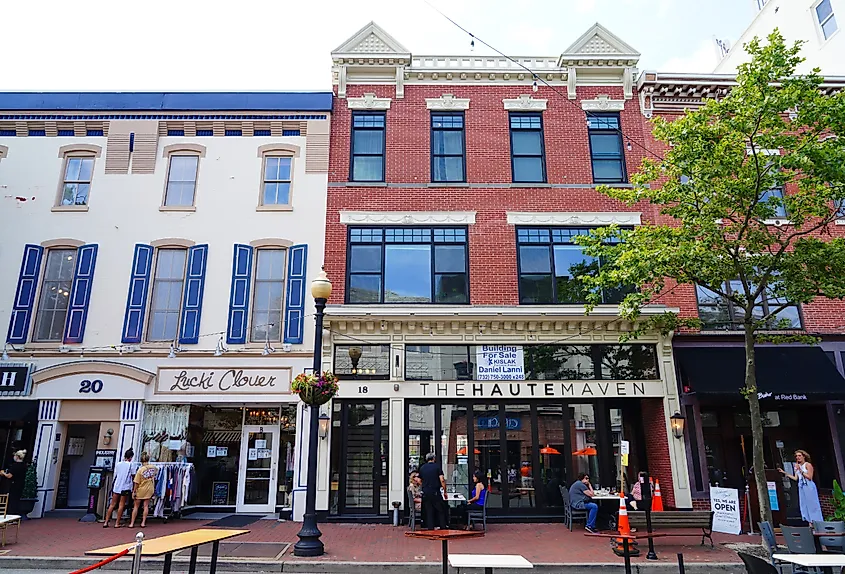 Downtown buildings on Broad Street in Red Bank, New Jersey.