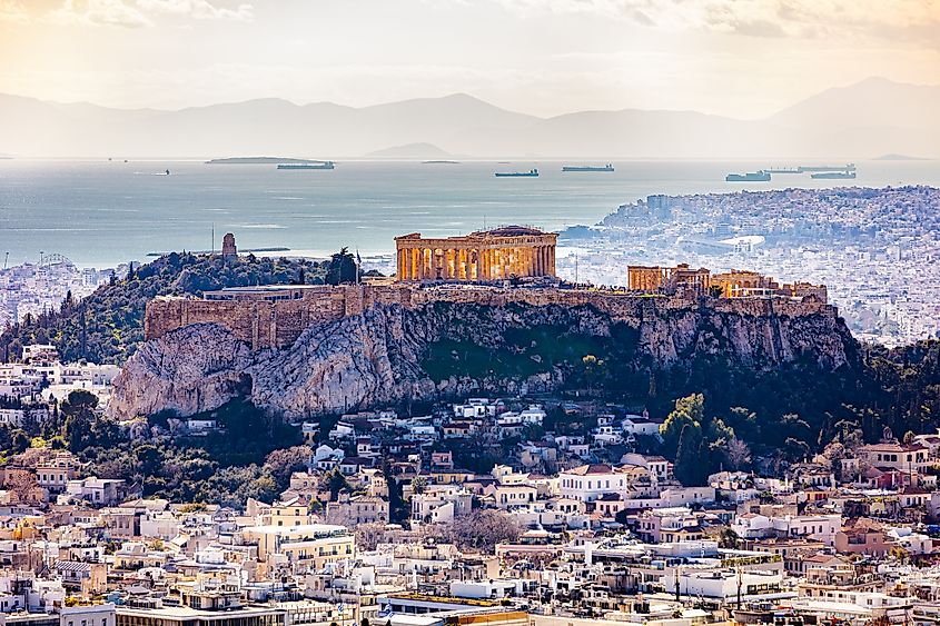 Athens, Greece with Acropolis hill.