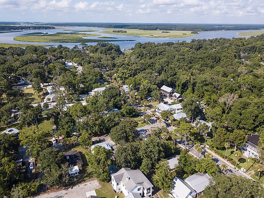 Aerial view of Bluffton, South Carolina.