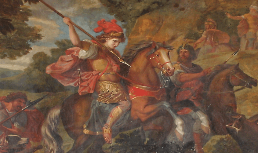 Illustration of Cyrus The Great on a hunting expedition.