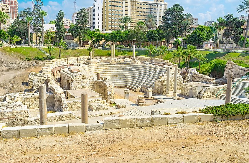 The White Amphitheatre ruins in Alexandria, Egypt.
