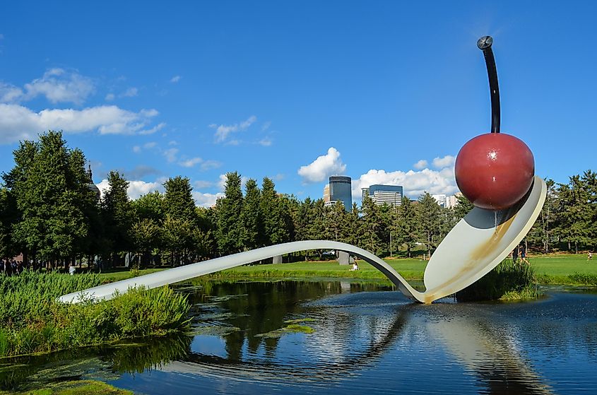 Famous Spoon and Cherry sculpture in the newly renovated Minneapolis Sculpture Garden