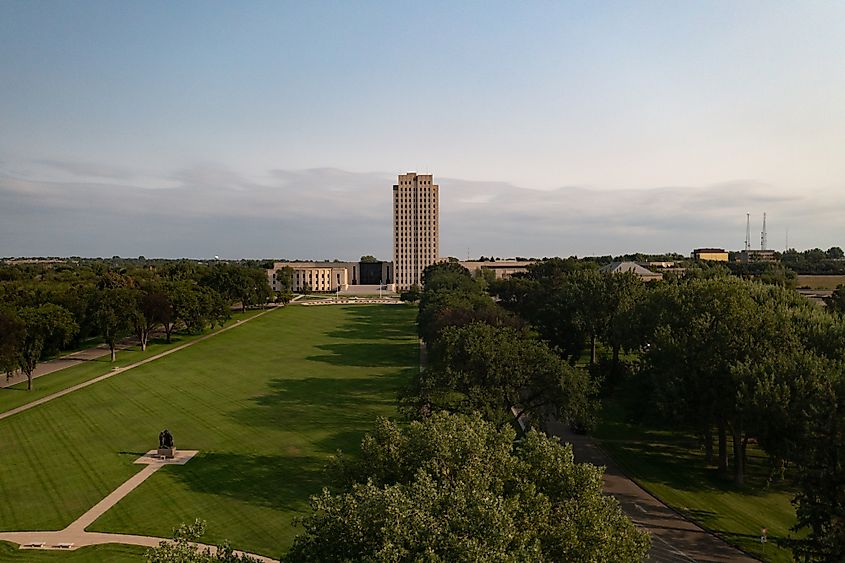 The State Capitol Building in Bismarck, North Dakota.