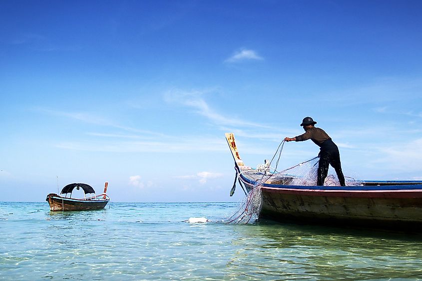 Fishing boats in the Andaman Sea.