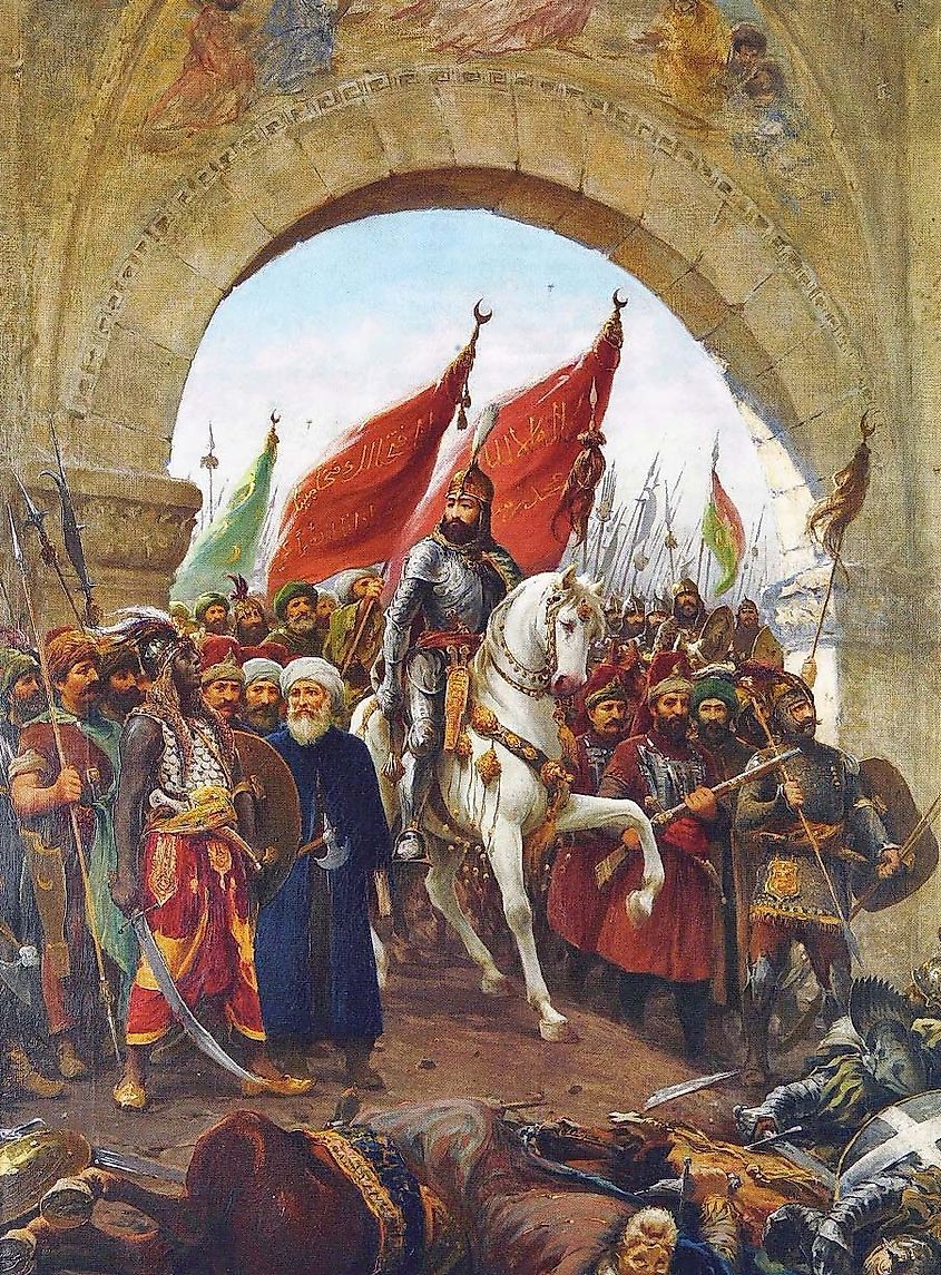 Sultan Mehmed the Conqueror's entry into Constantinople; painting by Fausto Zonaro (1854-1929)