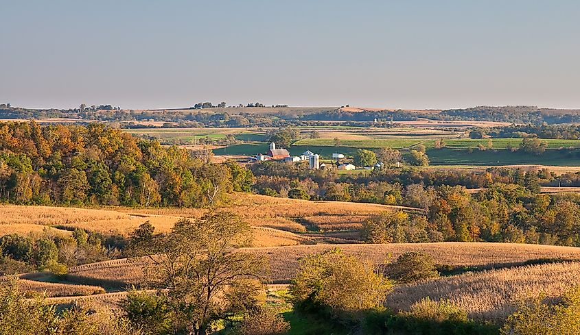 rural view along the Driftless Area Scenic Byway, Iowa HIghway 9 near Churchtown, Allamakee County, Iowa