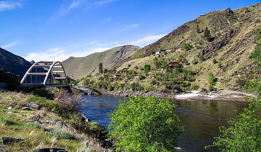 Time change bridge over the Salmon River in Riggins, Idaho.