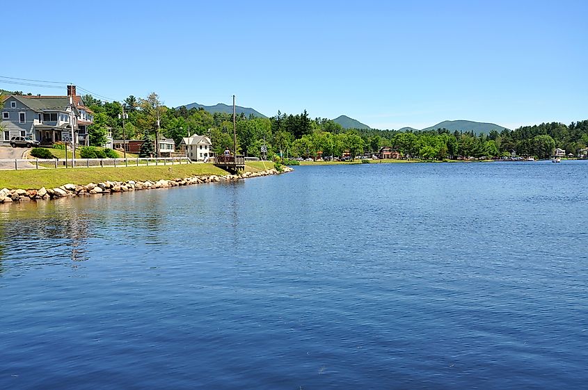 Lake Flower in Saranac Lake in the Adirondack Mountains, New York.