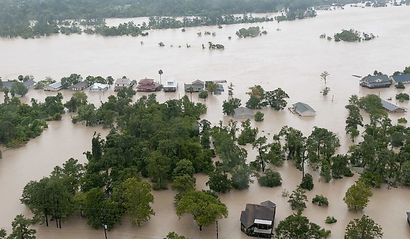 Aerial view of flooding caused by Hurricane Harvey, Houston, Texas