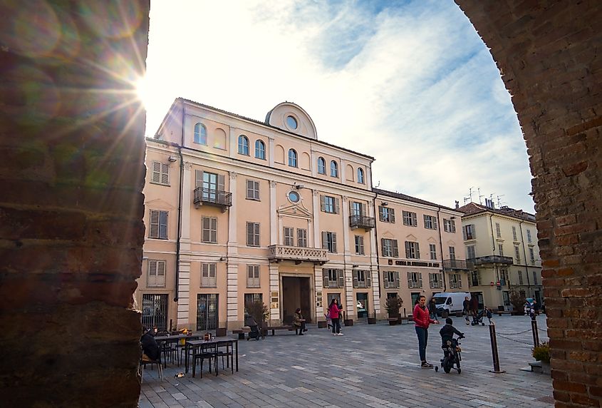 The main square of Nizza Monferrato, Italy