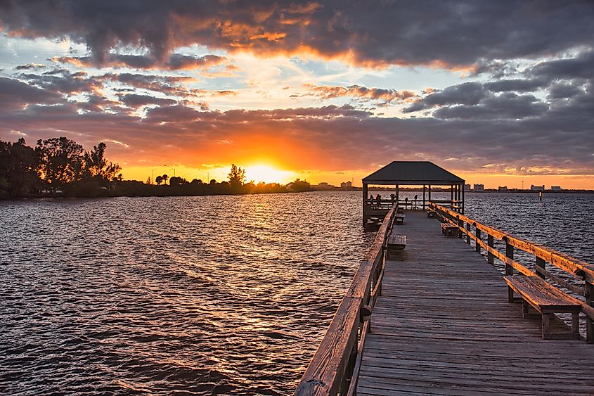 Sunset on the Indian River at Indialantic, Florida