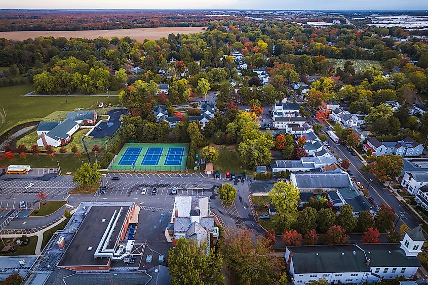Aerial view of Cranbury, New Jersey.