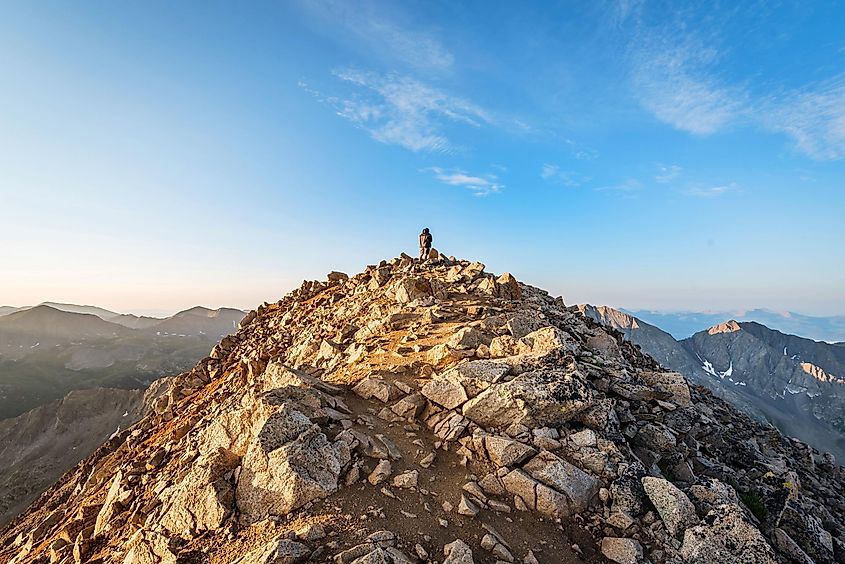 Hiking Colorado's Mount Huron as the sun rises on a beautiful day