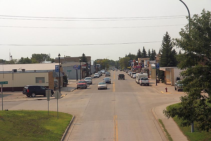 Street in downtown Stanley, North Dakota.