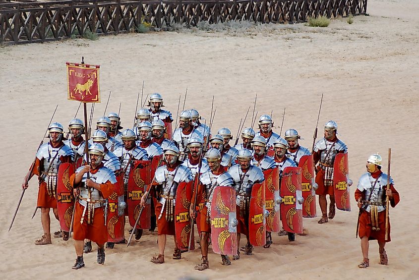 A Roman army reenactment show in Jerash, Jordan.