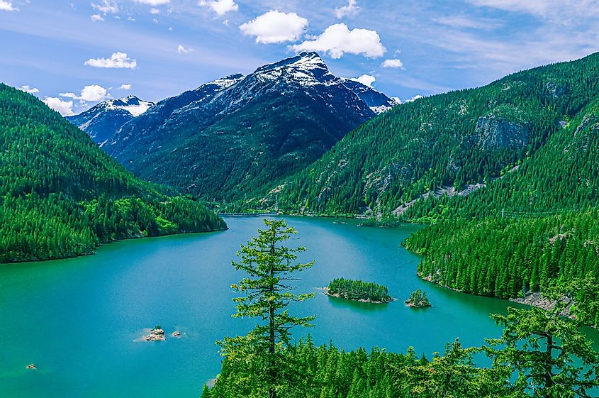 A view of the Diablo Lake from the Diablo Lake Overlook on Washington's State Highway 20.