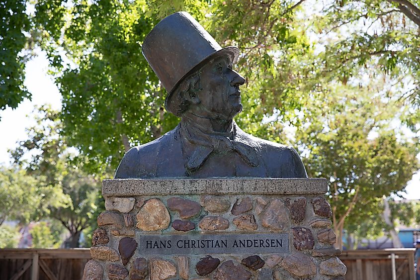 Hans Christian Andersen statue at the park in Solvang, California.