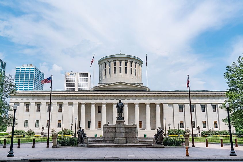 Facade of the State Capitol Building in Columbus, Ohio