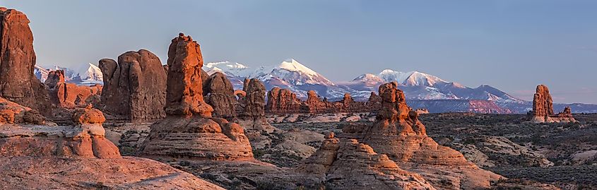 Late afternoon sunlight bathes the rock formations in the Garden of Eden.