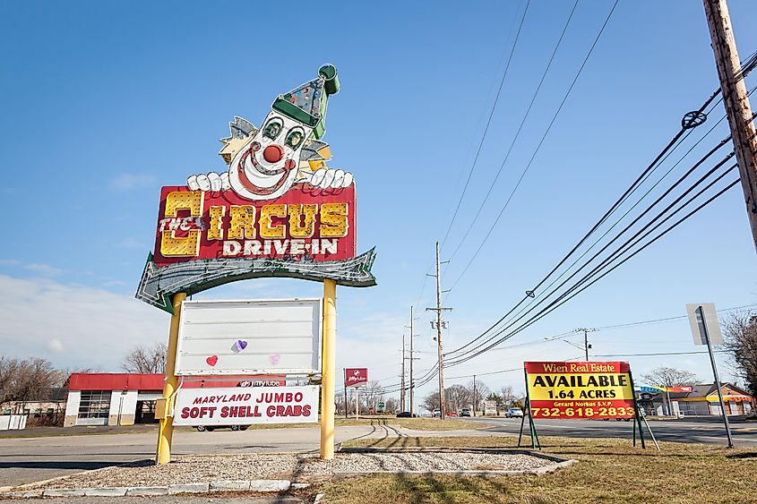 A view of the now closed Circus Drive-in sign, a local landmark