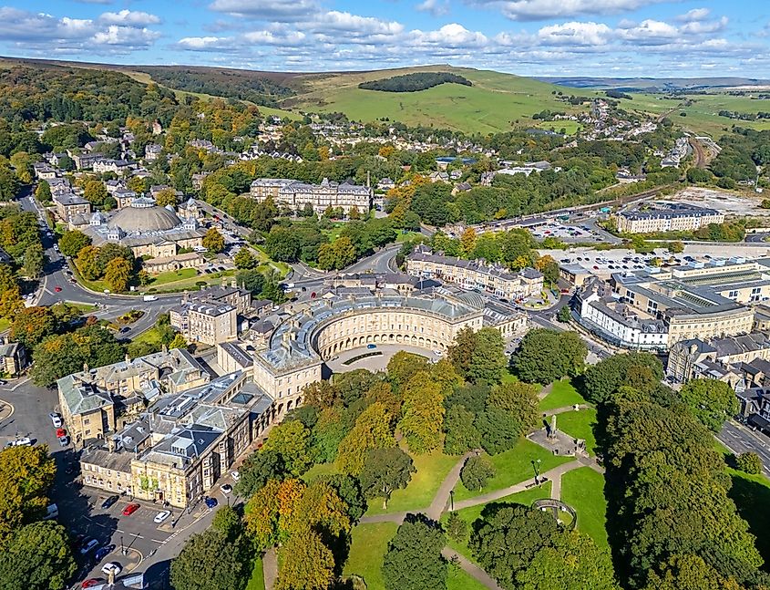Aerial Image of Buxton in the Peak District.