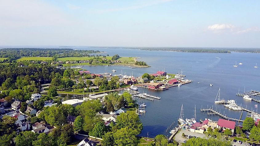 Aerial view of St. Michaels, Maryland.