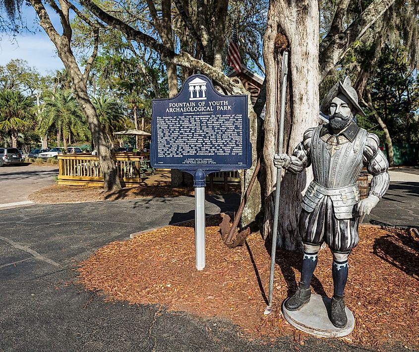 A view of the Fountain of Youth Archaeological State Park in St. Augustine, Florida