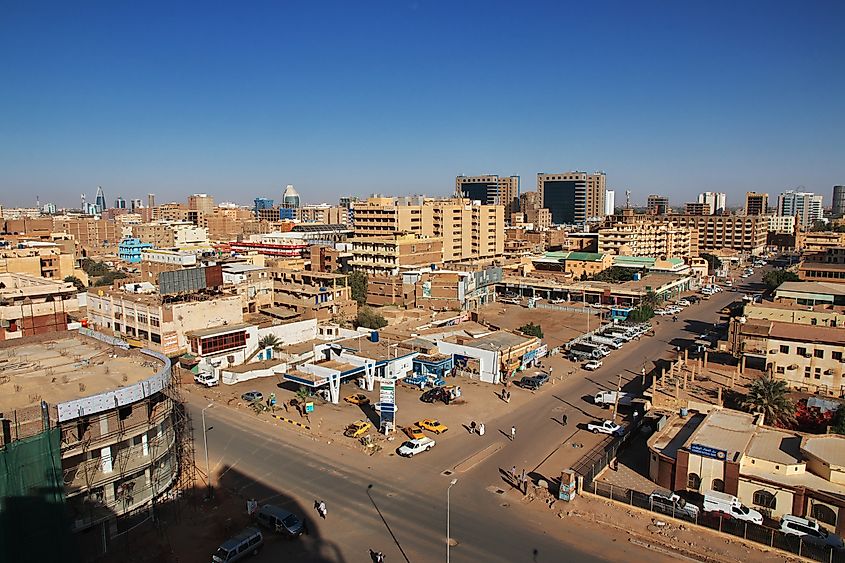 The view on the old town of Khartoum, Sudan.