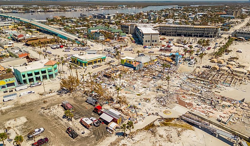 Massive destruction on Fort Myers Beach aftermath Hurricane Ian