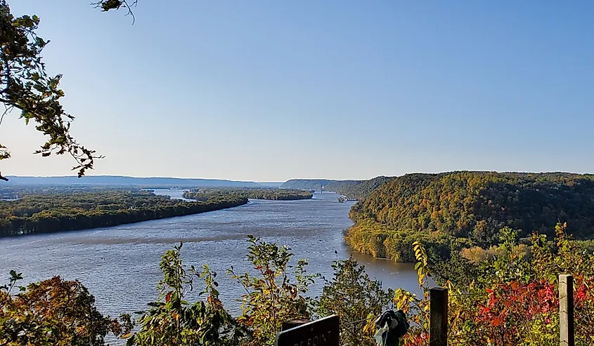 Stunning view of fall colors in McGregor, Iowa.