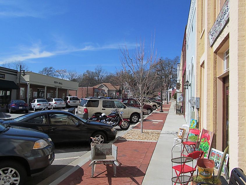 Main Street in Flowery Branch, Georgia